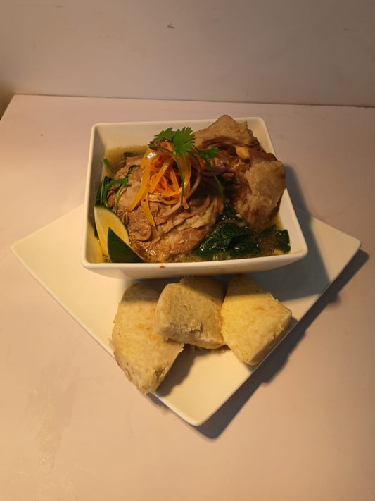 Boil Lamb Neck,Moca with Dalo/Cassava