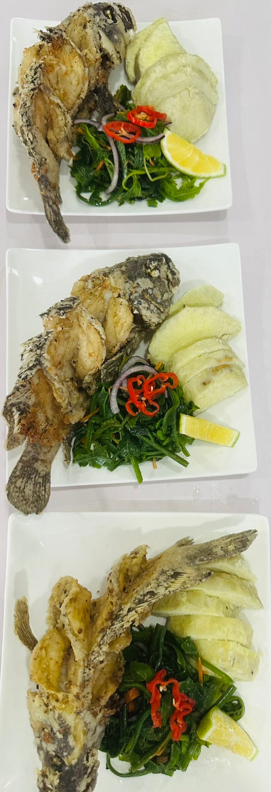 Fried Fish , Ota with Miti & Dalo/Cassava