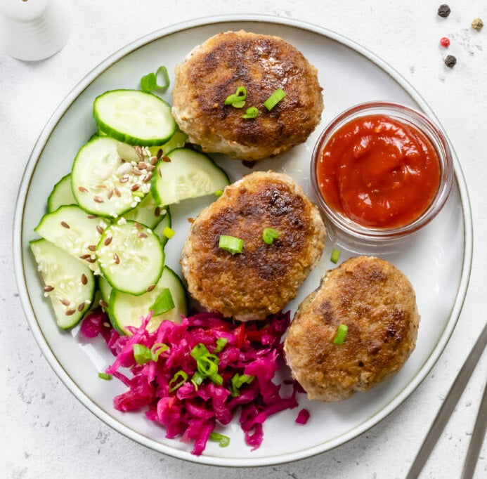 Breaded Beef Rissoles 3pc & Salad