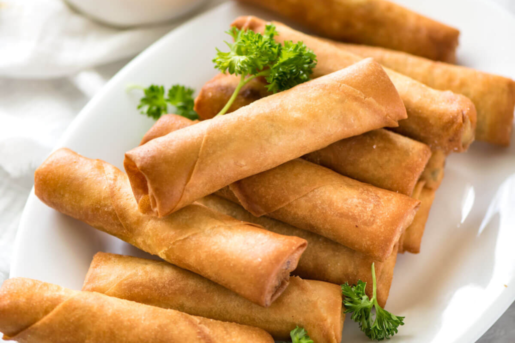 Spring Roll 10pc Chips & Salad