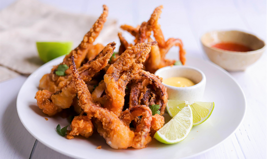 Crispy Squid Tentacles Chips & Salad