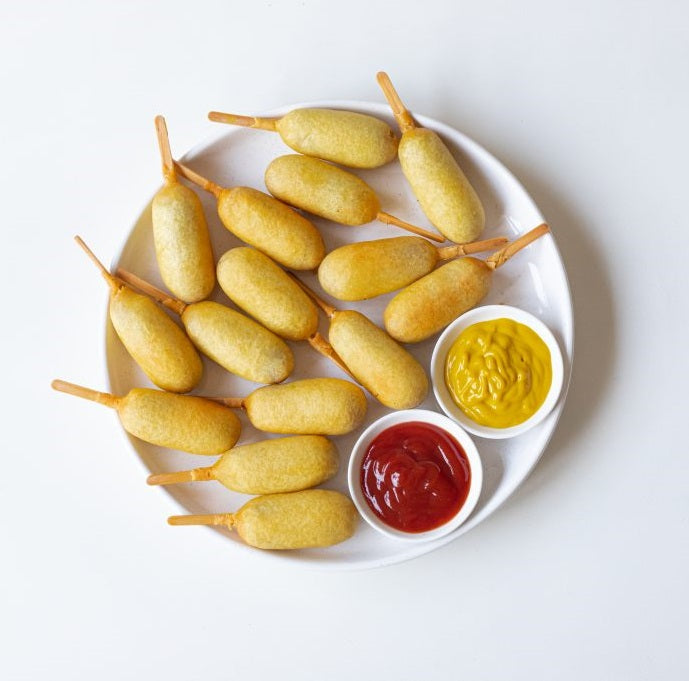 Battered Hot Dogs 6PC Chips and Salad