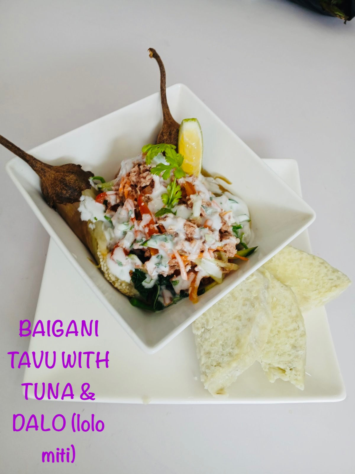 Baigani Tavu with Tuna & Dalo/Cassava